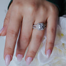 Silver 925 Rhodium Plated Micro Pave Clear Cluster CZ Square Ring - ACR00006