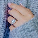 Silver 925 Rhodium Plated Micro Pave Clear Cluster CZ Square Ring - ACR00006