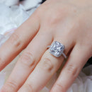 Rhodium Plated 925 Sterling Silver Clear Cluster CZ Square Ring - ACR00008