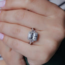 Rhodium Plated 925 Sterling Silver Clear Cluster CZ Square Ring - ACR00009