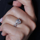 Silver 925 Rhodium Plated Pave Pear Center CZ Ring - ACR00010