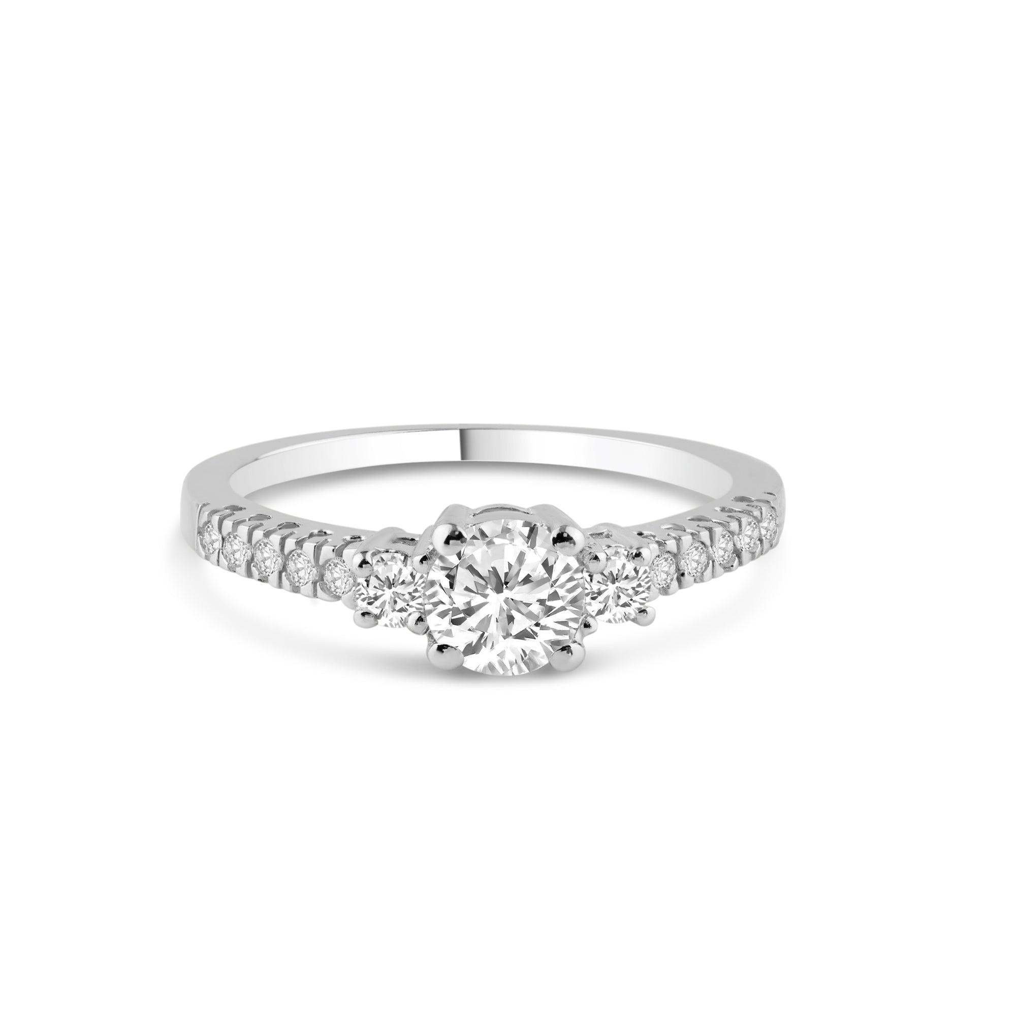Silver 925 Rhodium Plated Pave CZ Past Present Future Ring - ACR00011
