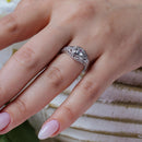 Anillo antiguo con incrustaciones de circonita transparente chapado en rodio de plata 925 - ACR00014