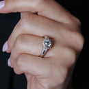 Rhodium Plated 925 Sterling Silver Clear Cluster CZ Round Ring - ACR00019