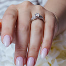 Silver 925 Rhodium Plated Pave Clear Round Center CZ Ring - ACR00020