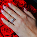 Silver 925 Rhodium Plated Pave Round Center Clear CZ Engagement Ring Set - ACR00024