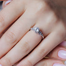 Rhodium Plated 925 Sterling Silver Clear Baguette Round Center CZ Ring - ACR00028