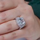 Anillo de plata 925 chapado en rodio con circonita cúbica central cuadrada transparente - ACR00029