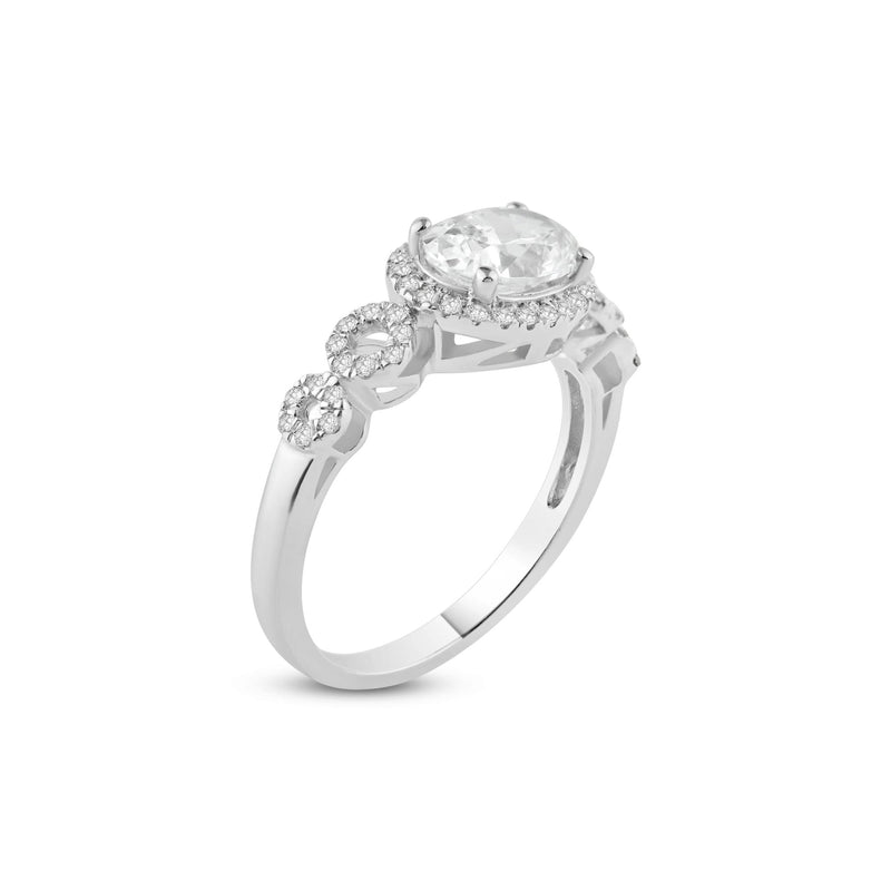 Silver 925 Rhodium Plated Micro Pave Clear Cluster CZ Ring - ACR00033 | Silver Palace Inc.
