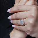 Silver 925 Rhodium Plated Micro Pave Clear Cluster Square CZ Ring - ACR00036