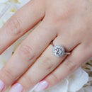 Silver 925 Rhodium Plated Micro Pave Clear Round Center Cluster CZ Ring - ACR00041