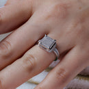 Anillo cuadrado con micro pavé de circonita cúbica chapado en rodio en plata 925 - ACR00045