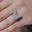 Silver 925 Rhodium Plated Micro Pave CZ Butterfly Ring - ACR00051