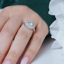 Anillo redondo multicapa con circonita transparente micropavé chapado en rodio de plata 925 - ACR00057