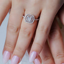 Anillo cuadrado multicapa con micro pavé de circonita transparente chapado en rodio de plata 925 - ACR00063