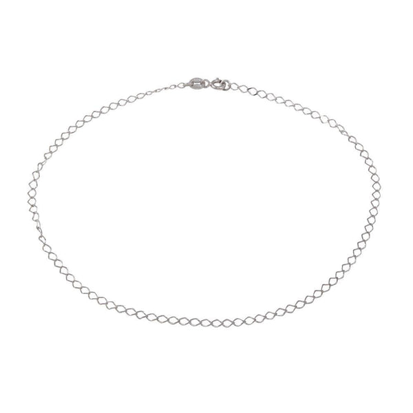 Silver 925 Rhodium Wide Open Link Anklet - ANK00027RH | Silver Palace Inc.