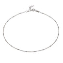 Silver 925 Rhodium DC Tube Link Anklet - ANK00028RH | Silver Palace Inc.