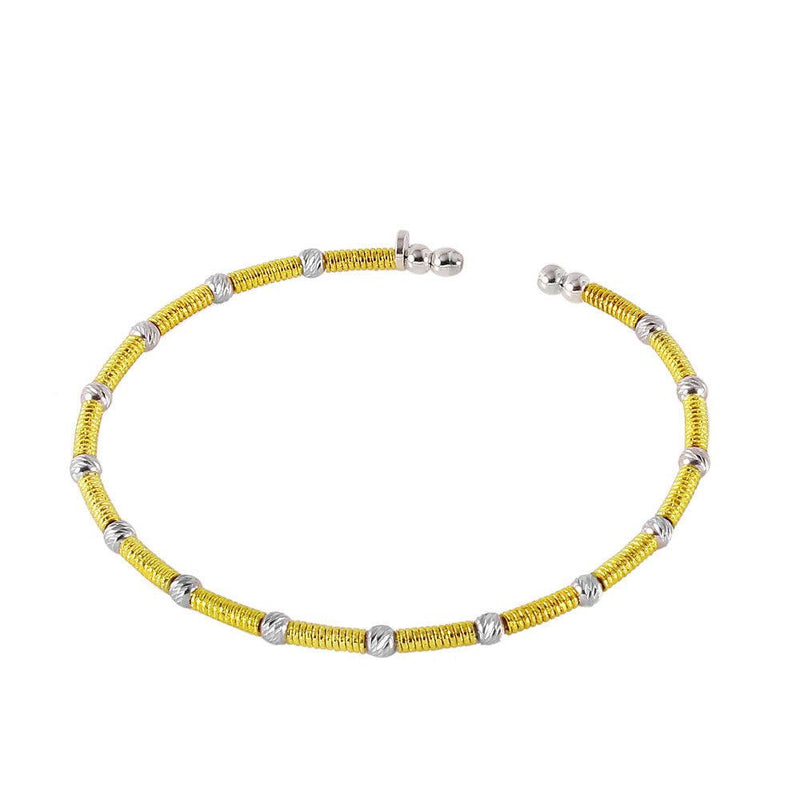 Silver 925 Gold and Rhodium Plated Thin Two Tone Bangle - ARB00002GP-RH | Silver Palace Inc.