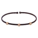 Silver 925 Black Rhodium Plated Three Rose Gold Circle Open Bangle with CZ - ARB00005BLK | Silver Palace Inc.