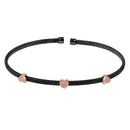 Silver 925 Black Rhodium Plated Three Rose Gold Heart Open Bangle with CZ - ARB00006BLK | Silver Palace Inc.