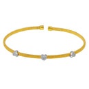 Silver 925 Gold Plated Three Heart Open Bangle with CZ - ARB00006GP | Silver Palace Inc.
