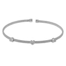Silver 925 Rhodium Plated Three Heart Open Bangle with CZ - ARB00006RH | Silver Palace Inc.