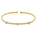 Silver 925 Gold Plated Three Clover Cuffs with CZ- ARB00009GP | Silver Palace Inc.