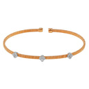 Silver 925 Rose Gold Plated Three Clover Cuffs with CZ - ARB00009RGP | Silver Palace Inc.