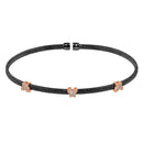 Silver 925 Black Rhodium Plated Three Butterfly Open Bangle with CZ - ARB00010BLK | Silver Palace Inc.