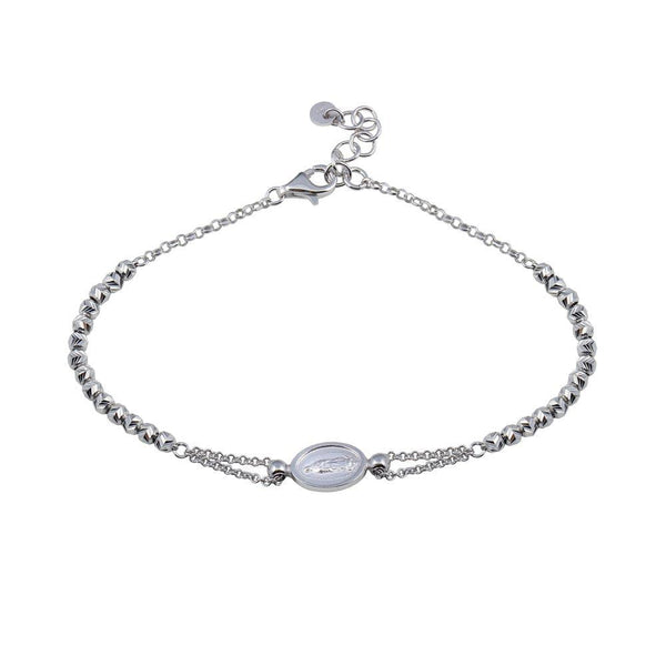 Silver 925 Rhodium Plated Lady of Guadalupe Bracelet - ARB00026RH | Silver Palace Inc.