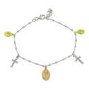 Silver 925 Rhodium Lady of Guadalupe Tri Color Charm Bracelets - ARB00035TRI | Silver Palace Inc.