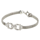 Silver 925 Rhodium Plated Buckle Bracelet with CZ - ARB00037RH | Silver Palace Inc.