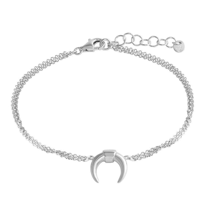 Silver 925 Rhodium Plated Crescent Chain Bracelet - ARB00051RH | Silver Palace Inc.