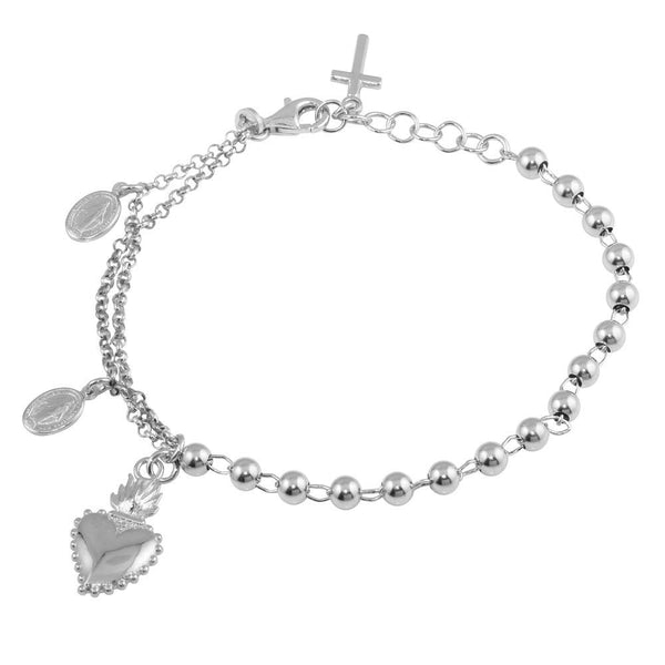 Sterling Silver Charm Bracelet with Toggle Lock - 2 Sizes. Wholesale -  925Express