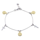 Silver 925 Gold Plated 2 Toned Dangling Charm Bead Bracelet - ARB00056RH-GP | Silver Palace Inc.