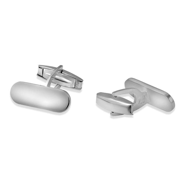 Silver 925 Small Rounded Rectangle Engravable Plain Cufflink - ARC00006 | Silver Palace Inc.
