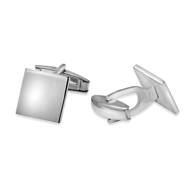 High Polished 925 Sterling Silver Plain Engravable Square Cufflink
