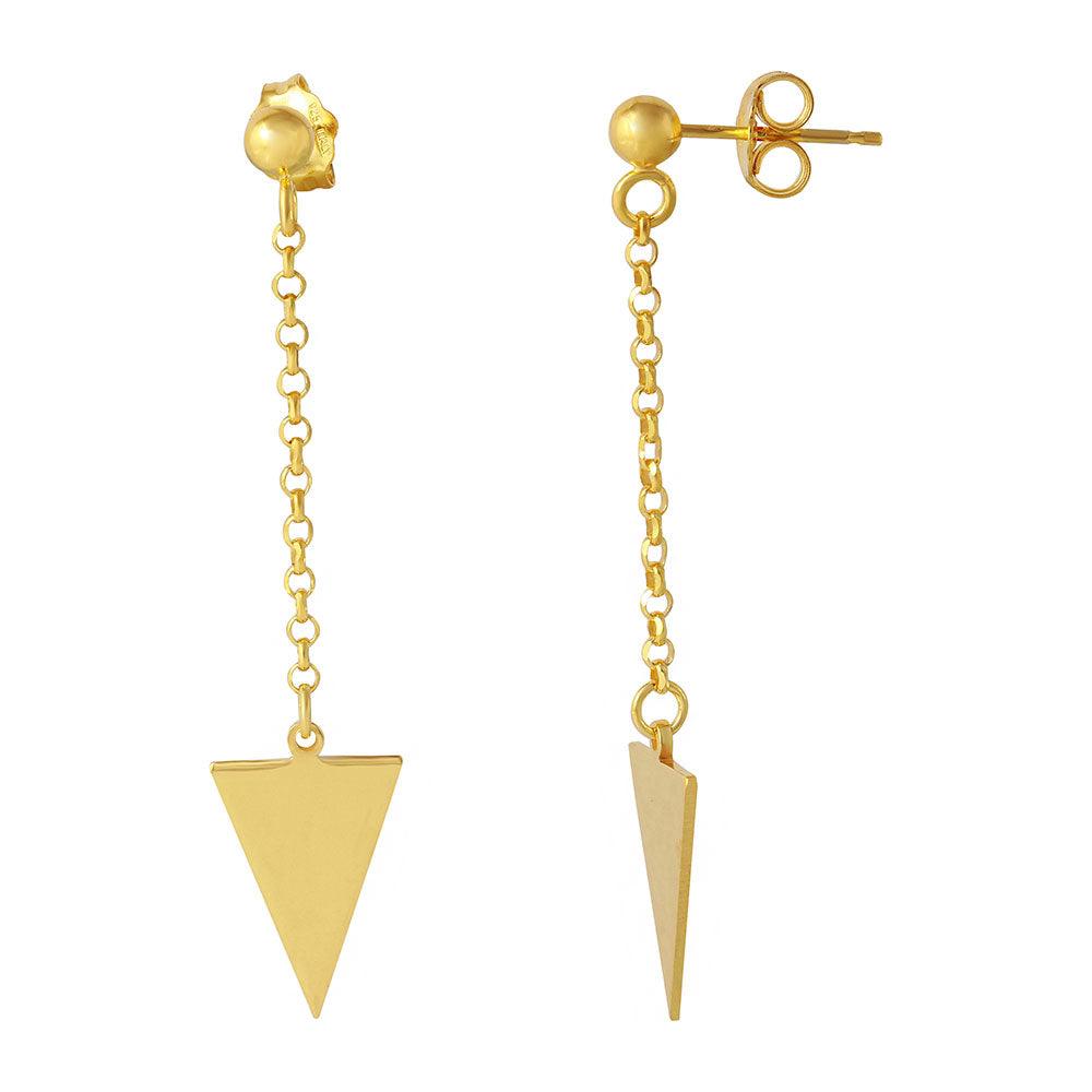 Silver 925 Gold Plated Hanging Triangle Earrings - ARE00006GP | Silver Palace Inc.