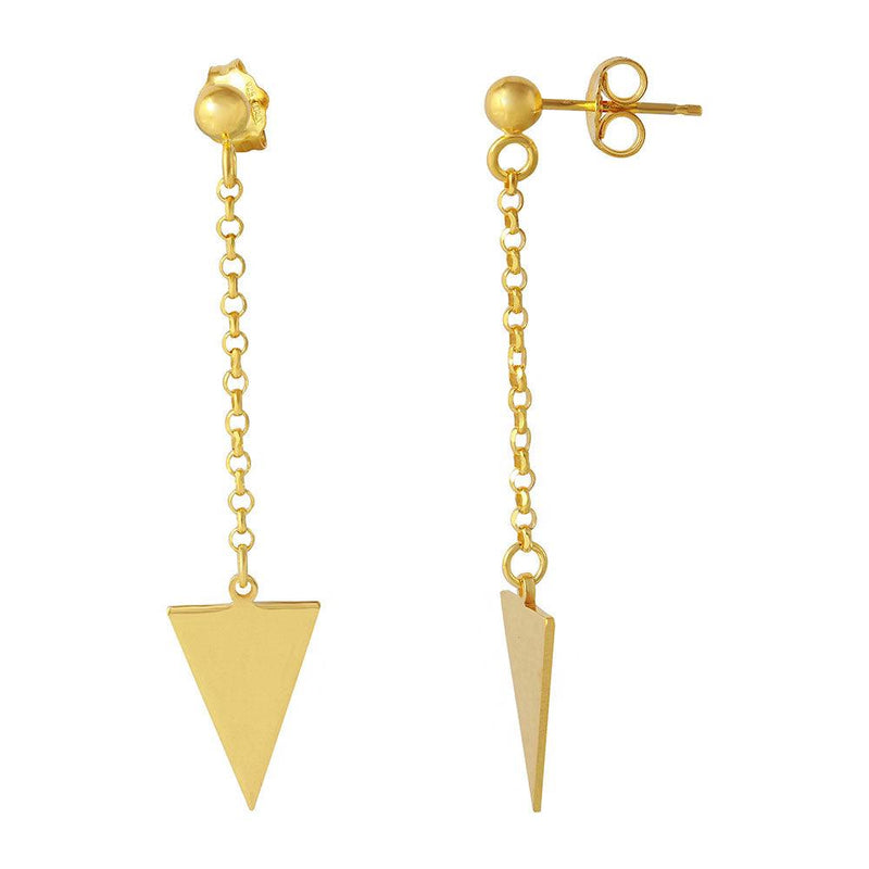 Silver 925 Gold Plated Hanging Triangle Earrings - ARE00006GP | Silver Palace Inc.