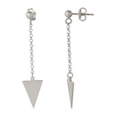 Silver 925 Rhodium Plated Hanging Triangle Earrings - ARE00006RH | Silver Palace Inc.