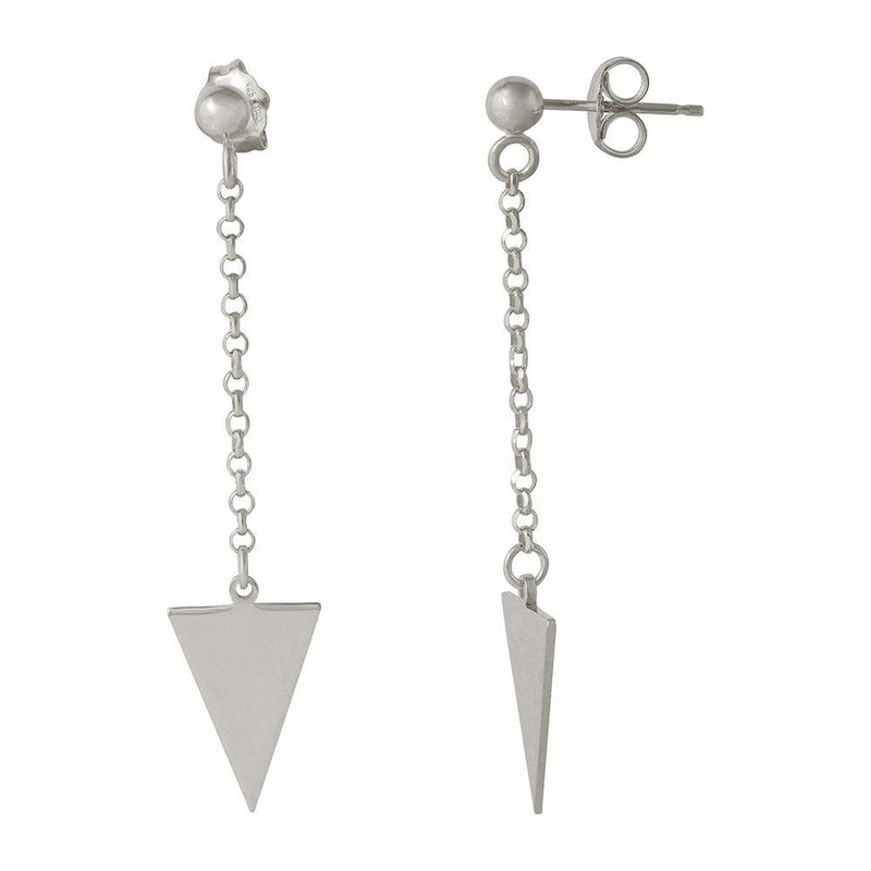 Silver 925 Rhodium Plated Hanging Triangle Earrings - ARE00006RH | Silver Palace Inc.
