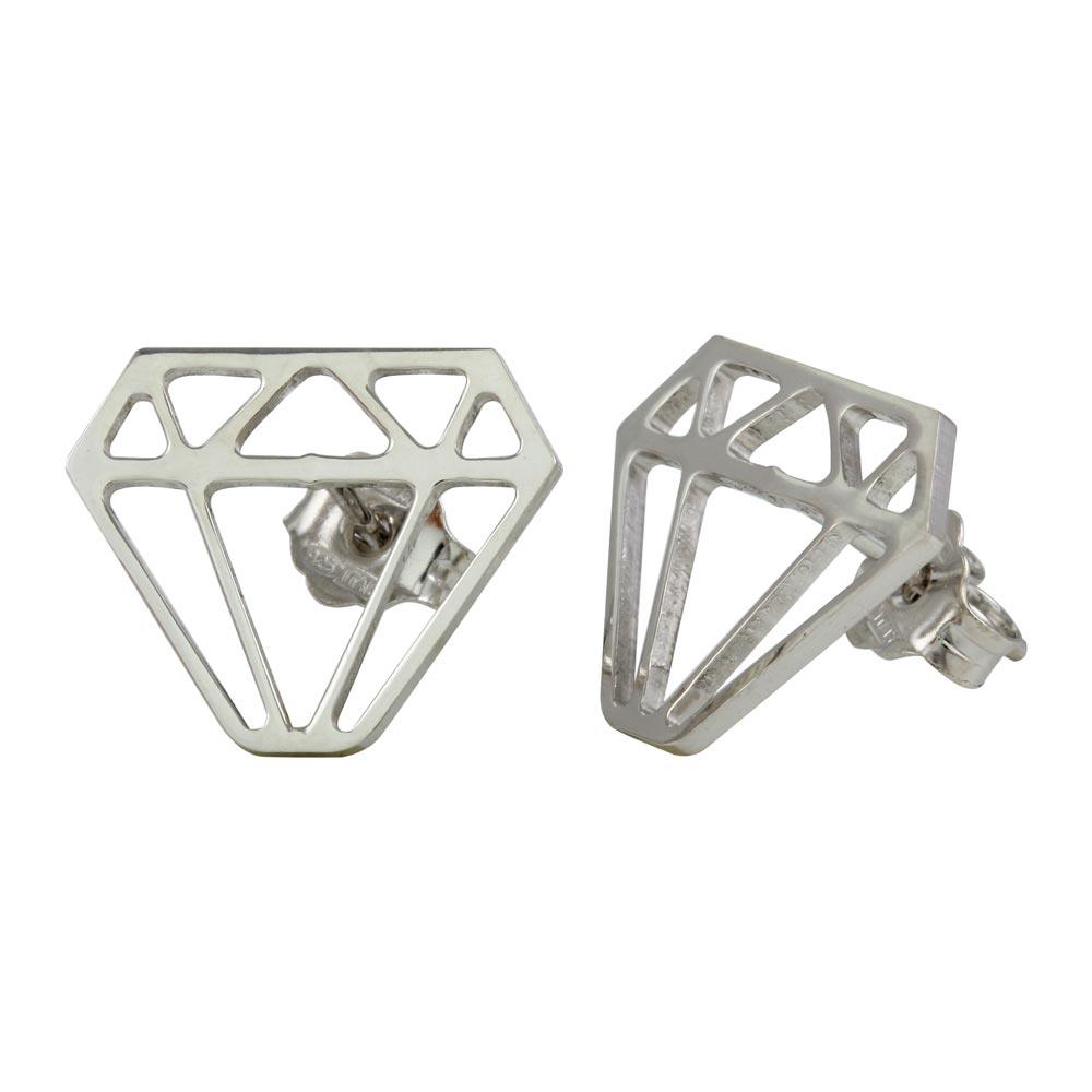 Silver 925 Rhodium Plated Diamond Earrings - ARE00009RH | Silver Palace Inc. #plating_rhodium