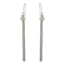 Silver 925 Rhodium Plated Tassel Drop Earrings with CZ - ARE00010RH | Silver Palace Inc.