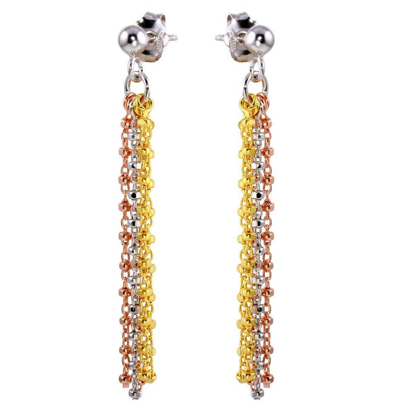 Silver 925 Tri-Color Tassel Earrings - ARE00012TRI | Silver Palace Inc.