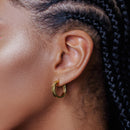 Gold Plated 925 Sterling Silver Electroforming Flat 4mm Hoop Earring - ARE00022GP