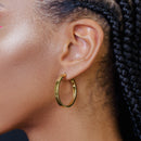 Gold Plated 925 Sterling Silver Electroforming Flat 4mm Hoop Earring - ARE00022GP