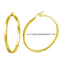 Silver 925 Gold Plated Electroforming Flat 4mm Hoop Earrings - ARE00022GP | Silver Palace Inc.