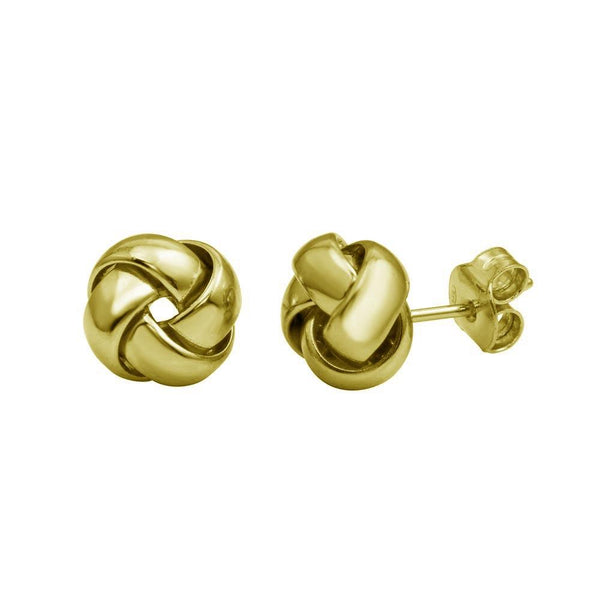 Silver 925 Gold Plated Knot Stud Earrings - ARE00024GP | Silver Palace Inc.