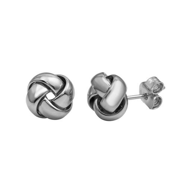 Silver 925 Rhodium Plated Knot Stud Earrings - ARE00024RH | Silver Palace Inc.