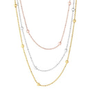 Silver 925 3 Toned 3 Strands Beaded Chain Necklace - ARN00003 | Silver Palace Inc.